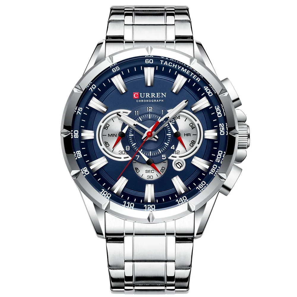 Watches Men CURREN 8363 Brand Men Sport Watches Men's Quartz Clock Man Casual Military Waterproof Wrist Watch relogio masculino - Цвет: Silver Blue