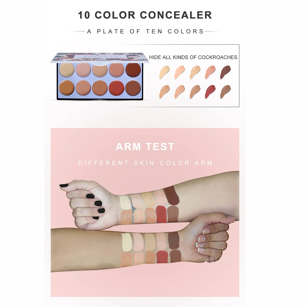 

10-Color High Covering Skin-friendly Concealer Lasting Brighten Invisible Pores Dark Circles Waterproof Face Eye Makeup Face