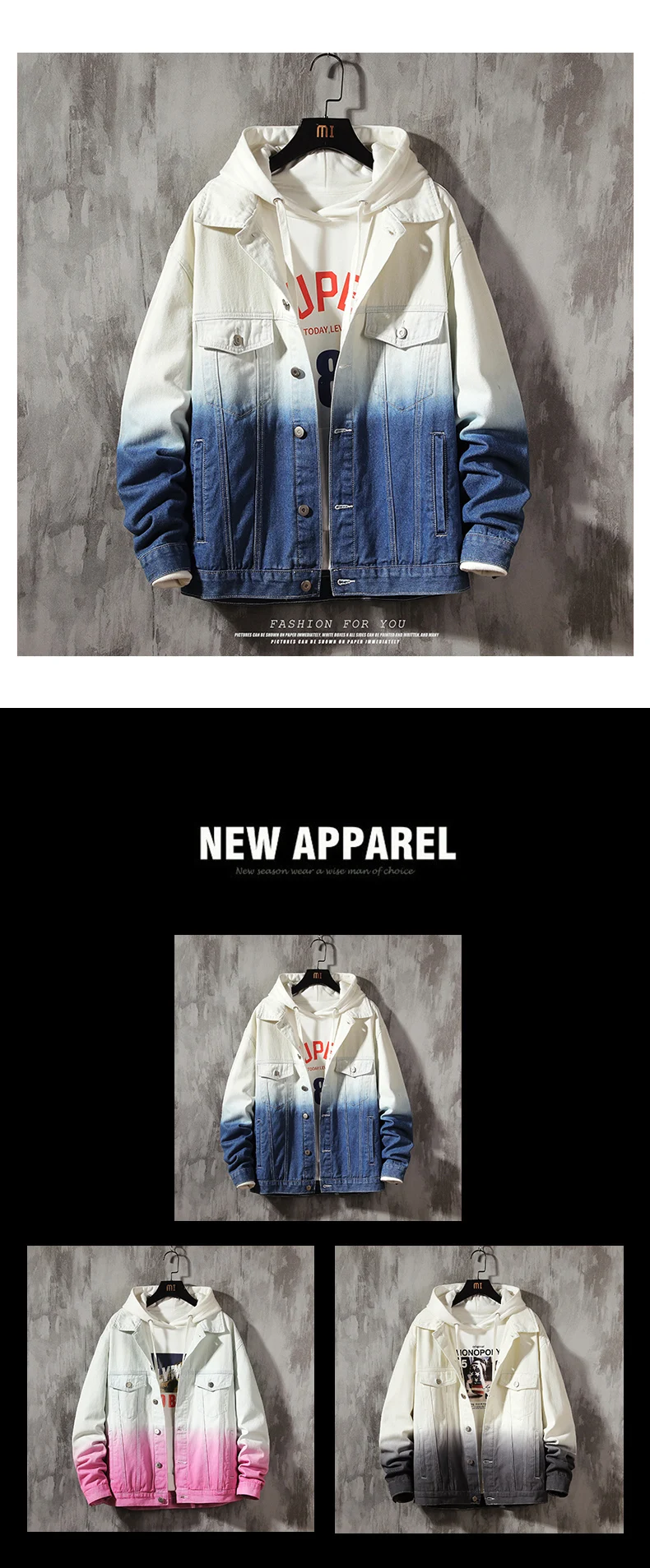 

Autumn New Men's Denim Jacket Patchwork Color Lapel Single Breasted Pocket Decoration Casual Personality Breathable Male Coat