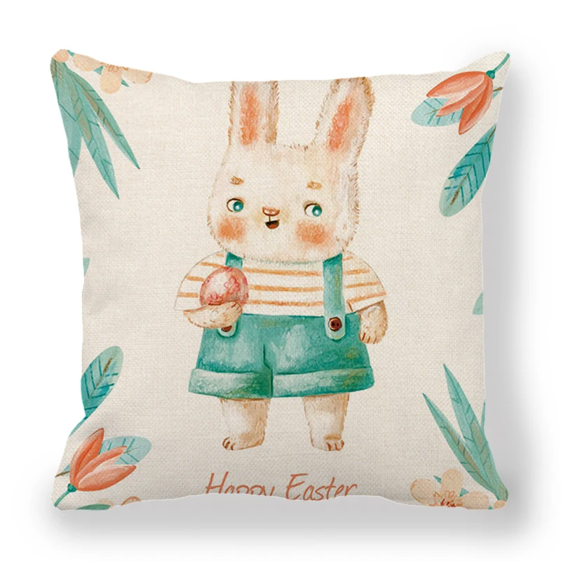 

45x45cm Easter Pillow Cover for Home Decor Decorative Cushion Sofa Rabbit Pattern Printing Living Room Seat Bedroom Decoration
