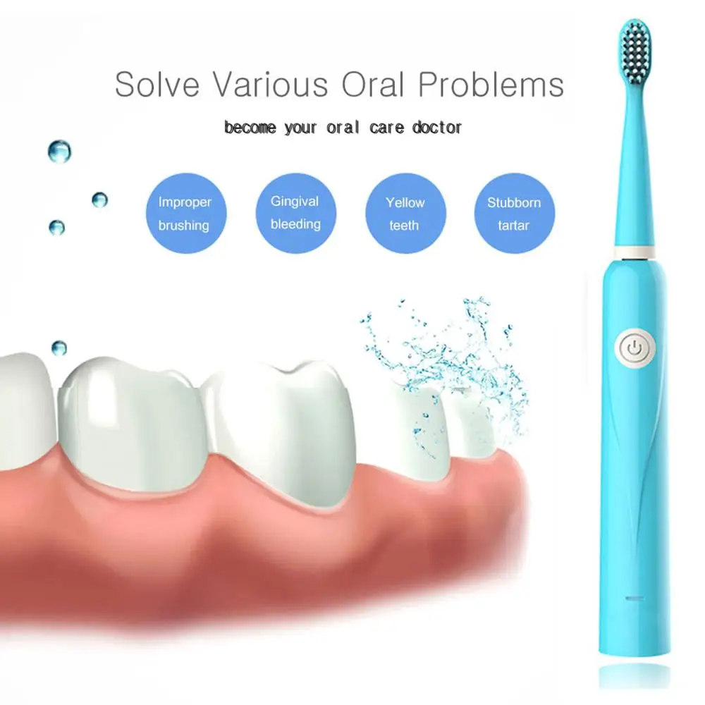 Электрическая зубная щетка для взрослых Водонепроницаемая ультразвуковая USB