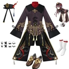 Костюм для косплея Ху Тао хутао из аниме Game Genshin Impact Game, полный комплект одежды, парик, шляпа, искусственная рубашка, шорты, аксессуары, новинка