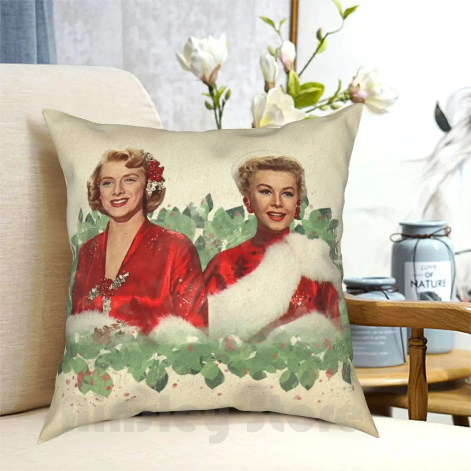 Sisters-A Merry White Christmas Pillow Case Printed Home Soft DIY Pillow cover Old Hollywood Rosemary Clooney White