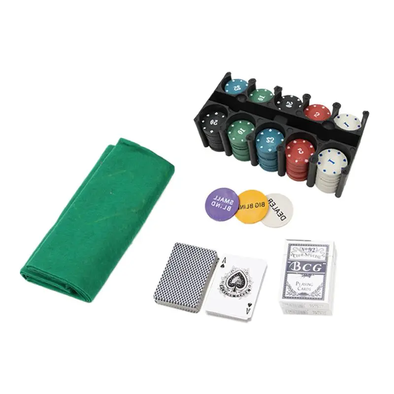 Super Deal - 200 Baccarat chips Bargaining Poker Chips Set Blackjack Table Cloth Blinds Dealer Cards With Gifts | Спорт и
