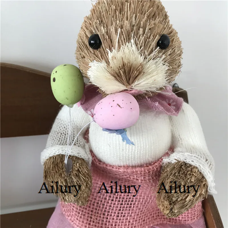 

33cm Forest Straw Rabbit, Pink Cute Rabbit, Easter Decoration, Holiday Gifts, Home Wedding Decoration