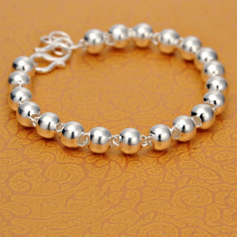 

Genuine S999 Silver Round Bead Bracelet Female Couple Pure Silver Bracelet Transfer Bead 4mm/5mm/6mm/8mm Silver Jewelry