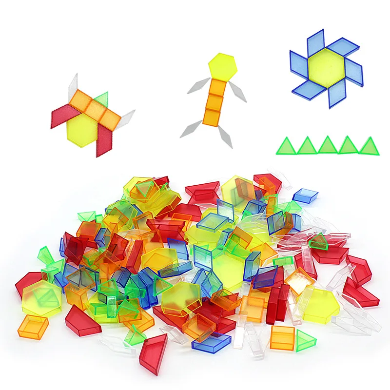 Rompecabezas 3D de 180 piezas para ni&ntilde;os, juguete educativo Montessori, geom&eacute;trico, con forma de Color arco&iacute;ris, transparente, DIY, juguetes de aprendizaje-0
