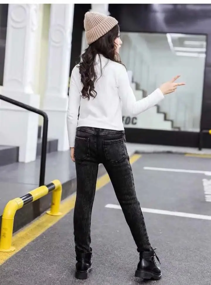 Джинсы для девочек из плотного бархата с длинными брюками осень-зима леггинсы