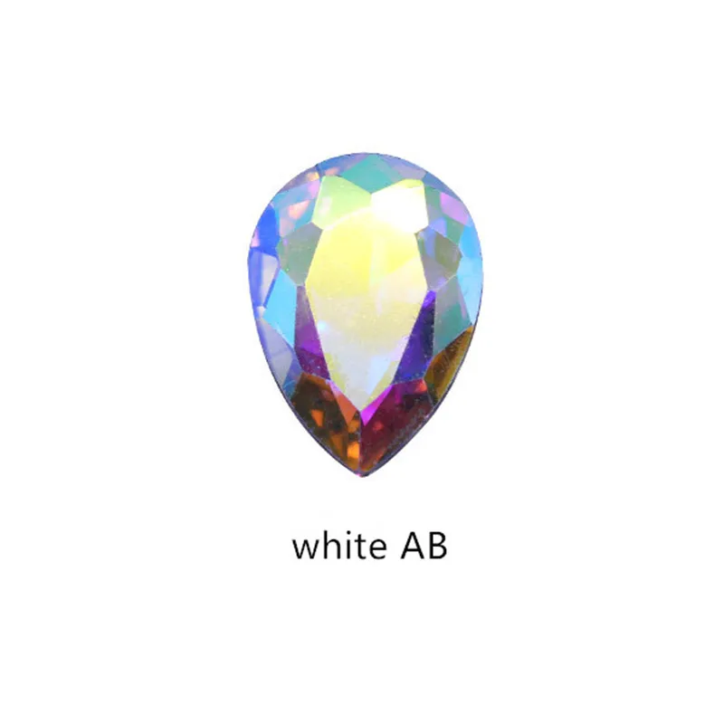 whiteAB 4x6mm 10 шт ромбовидные кристаллы для ногтей AB Стразы драгоценные камни алмазное Золотое дно плоский задний камень 6*10 мм 3D амулеты аксессуары для ногтей - Цвет: whiteAB 4x6mm