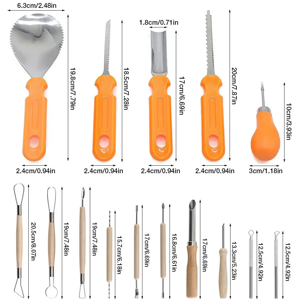 

15PCS Halloween Pumpkin Carving Tool Kit For Halloween Decoration Activities DIY Portable Lanterns Tool Kit