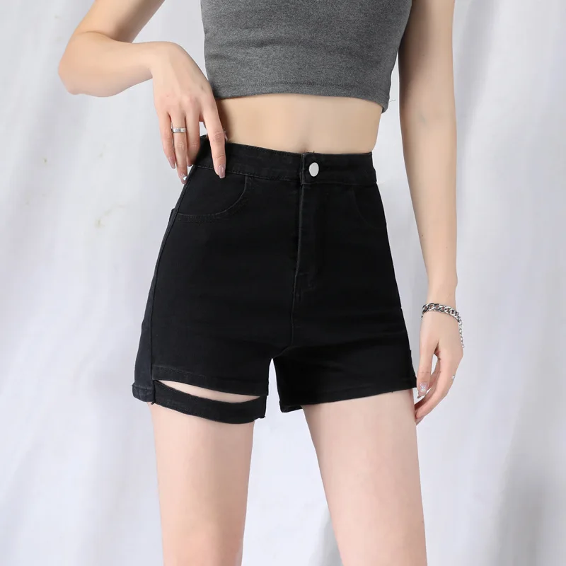 

Women Retro Casual Fit Elastic Waist Pocket Shorts High Waist String shorts female White