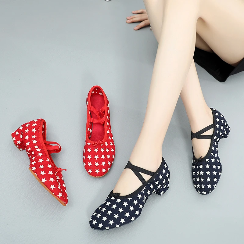 Modern Dance Shoes Professional Ballroom Tango Latin Salsa Soft Sole for Women/Ladies /Girls Practice Low Square Heels Shoes