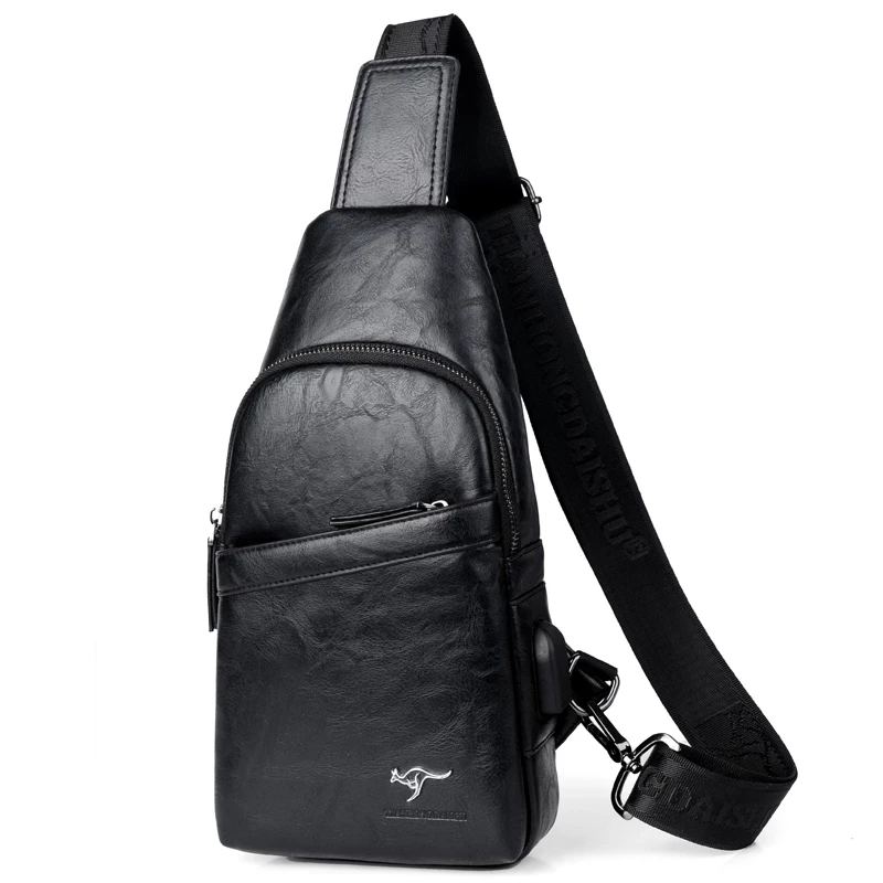 Роскошная брендовая мужская нагрудная Сумка кенгуру кожаная сумка мессенджер
