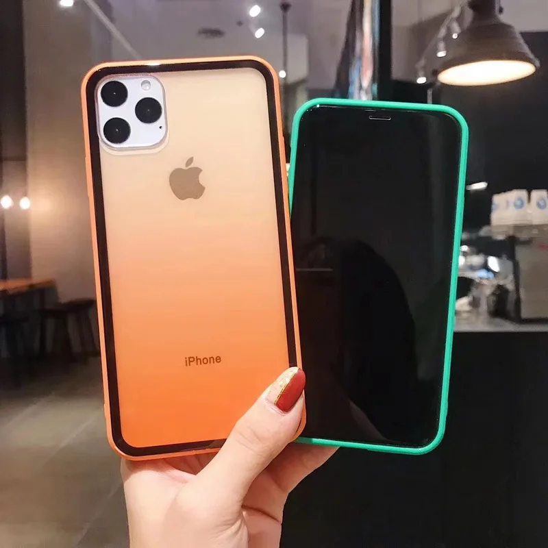 Прозрачные чехлы с градиентом радуги для iPhone 11 Pro XS MAX XR 6 6s 7 8 Plus X чехол задней