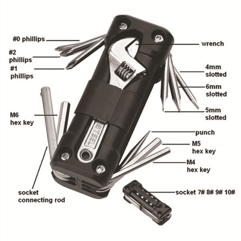

Bicycle bike Motorcycle multitool hex Screw driver motor kit multi tool wrench fix spoke Touring pocket multifunction