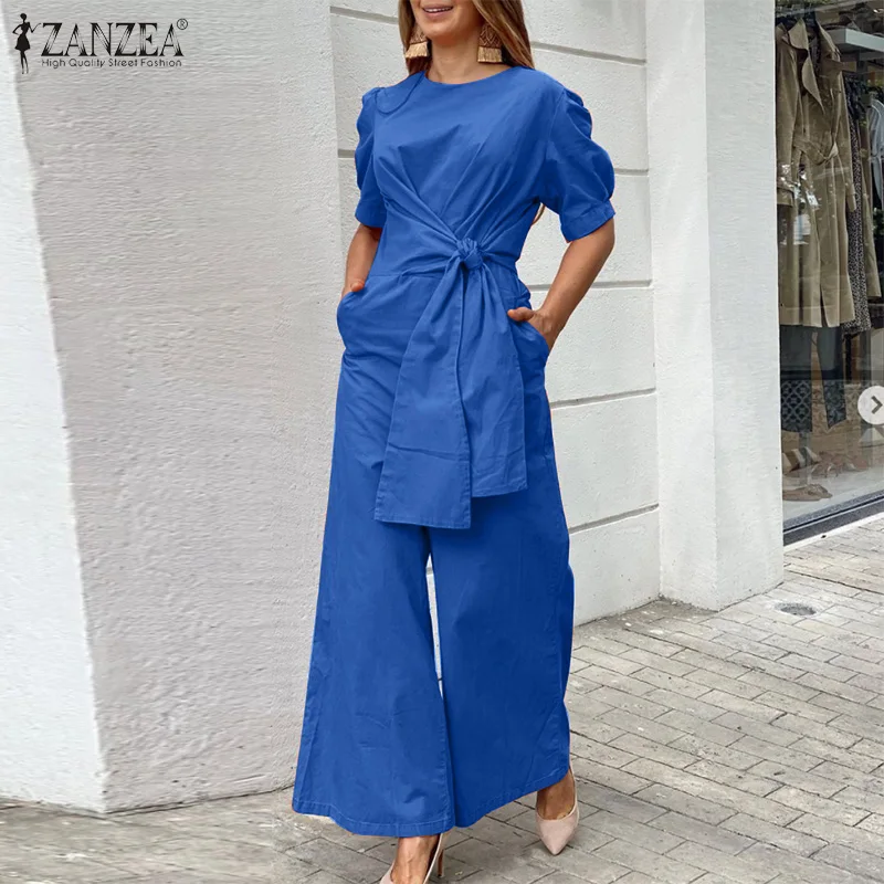 Комбинезон ZANZEA Женский на шнуровке стильный Асимметричный Повседневный