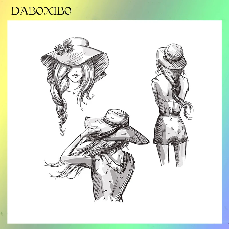 

DABOXIBO Slim Girl Clear Stamps For DIY Scrapbooking/Card Making/Photo Album Silicone Decorative Crafts