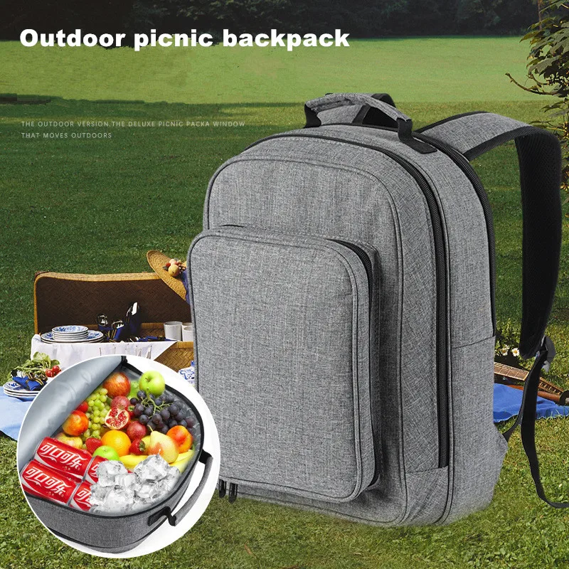 Camping Picnic Backpack Large Portable Storage Fridge Outdoor Beach Travel Thermal Food Package Cooler Tableware Bags Lunch Box
