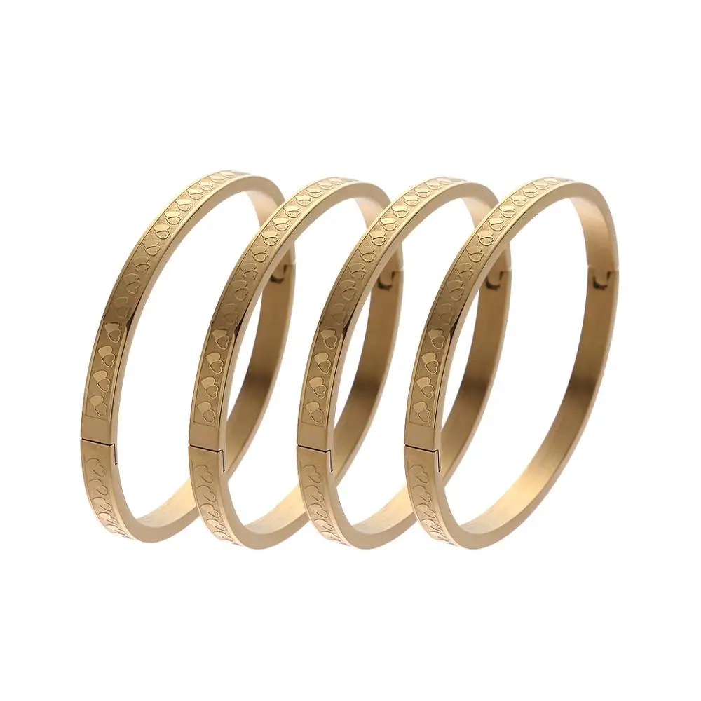 

Модный женский браслет из нержавеющей стали золотого цвета в форме сердца, браслеты-талисманы для женщин