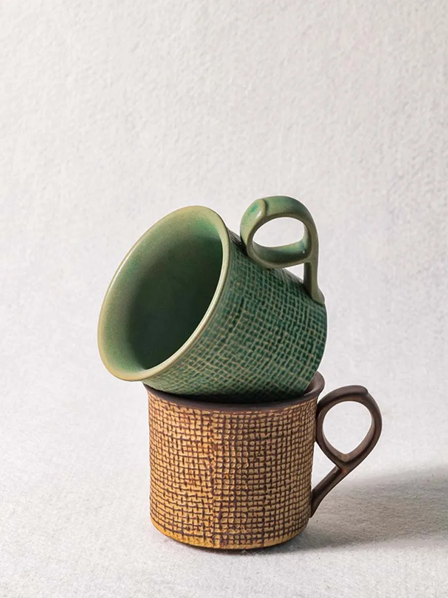 

Creative Pottery Coffee Cup Decoration Japanese Style Coarse Pottery Coffee Cup Latte Vintage Ceramica Tea Cup and Saucer AA50BD