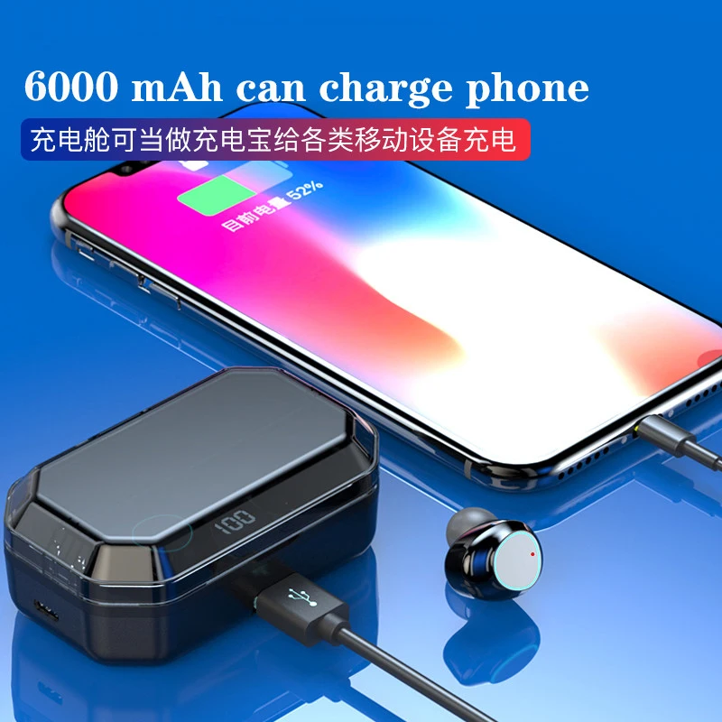 

YULUBU New G03 Earphone Wireless 6000mAh LED Smart Power Bank TWS 5.0 Bluetooth 9D Stereo IPX7 Waterproof PK G02 For All Phone