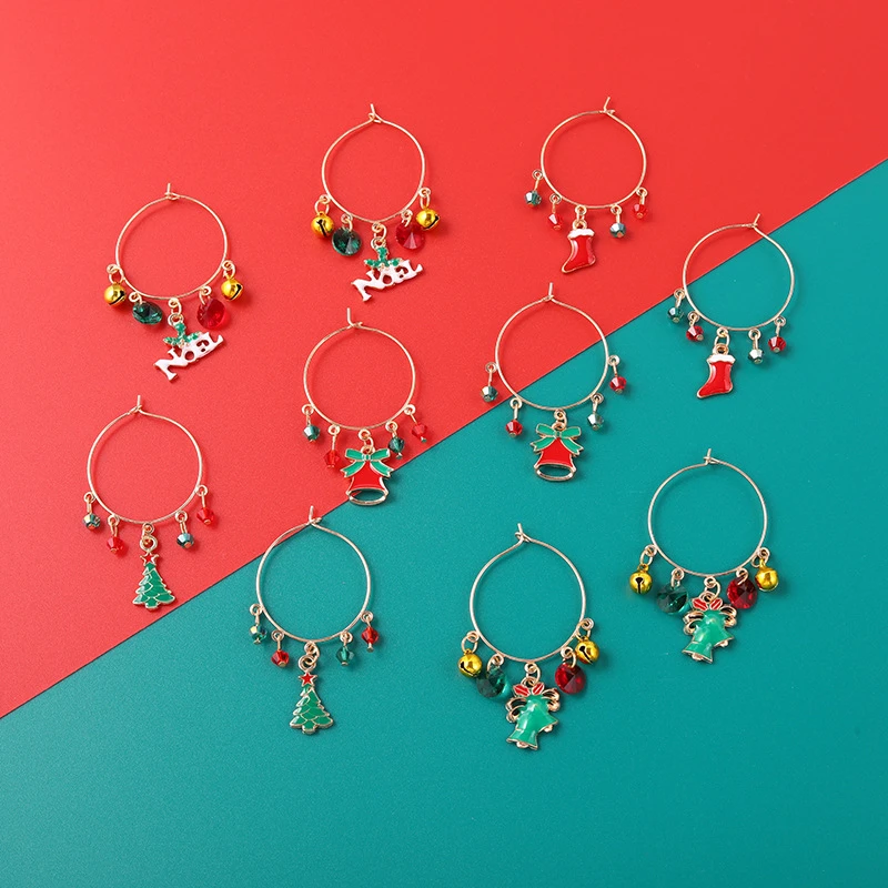 

Christmas Style creative fashion earrings Christmas tree socks earrings Asymmetric tassel earrings New Christmas earrings