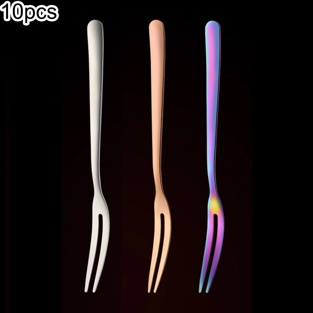 

10pcs Forks Stainless Steel Fruit Cake Dessert Set 13.5cm Gifts Flatware
