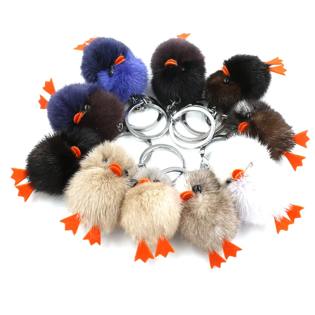 Лидер продаж новый модный милый мягкий брелок цыпленок из меха цвет случайный