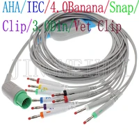 compatible with 17p spacelabs 90496 ultraview module ecg ekg 10 lead cable3 0 din4 0 bananaclipsnap leadwireiec or aha