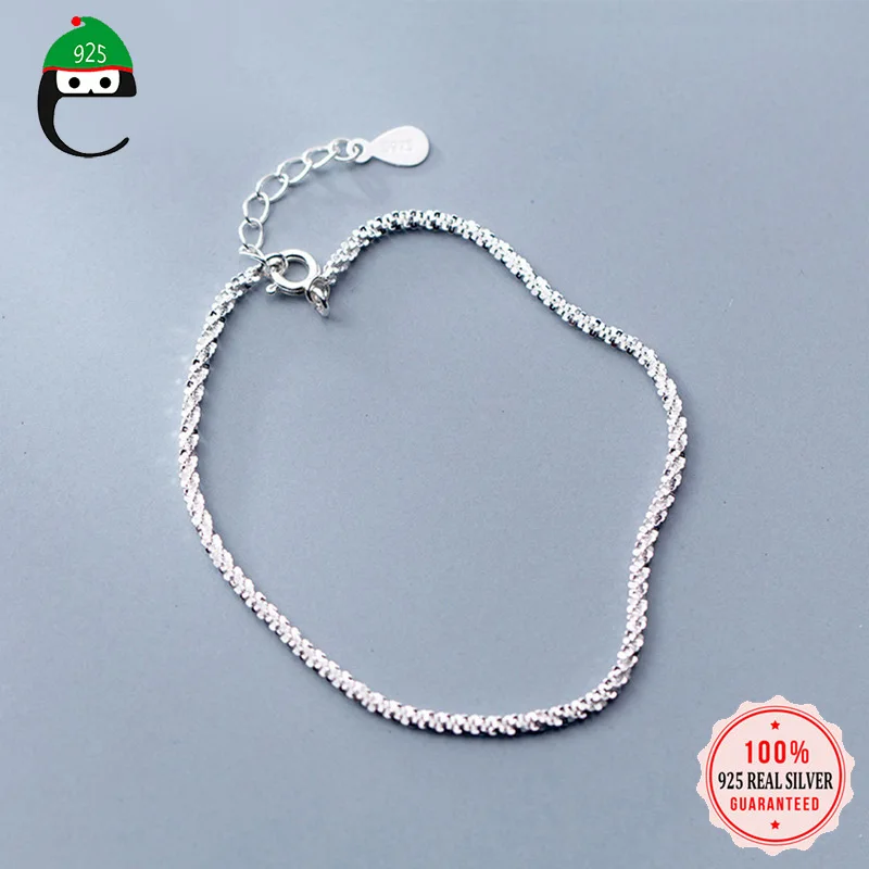 Женский браслет с цепочкой ElfoPlataSi однотонный из стерлингового серебра 925 пробы