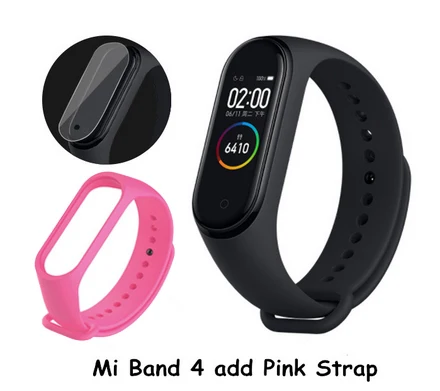 CN Add Pink Strap Оригинальные Xiaomi Mi Смарт-часы с 4 полосами AMOLED цветной экран HeartRate Фитнес Спорт 50 атм водонепроницаемый смарт-браслет Bluetooth 5,0 - Цвет: CN Add Pink Strap