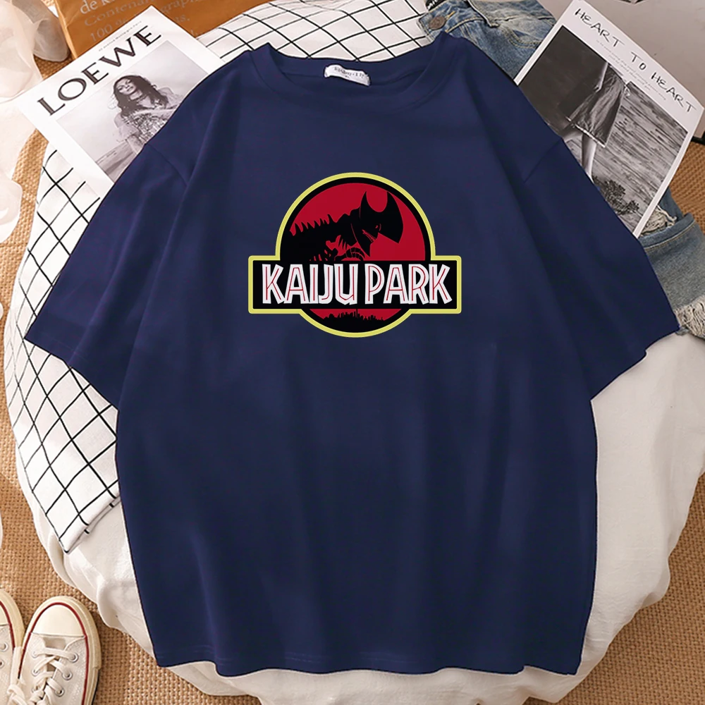 

Футболка мужская с мультяшным принтом Kaiju Park, модная удобная простая Облегающая рубашка, крутая футболка в стиле оверсайз