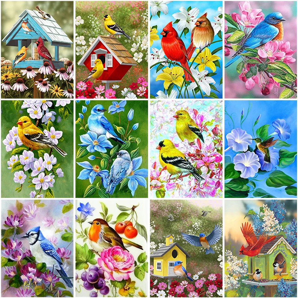 

5d Diy Diamond Painting Full Round Square Drill Mosaic Bird Picture of Rhinestones Diamond Embroidery Flowers Animal Home Decor
