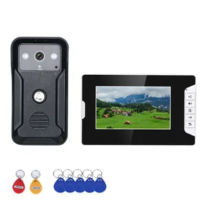 7inch rfid card wired color lcd video door phone intercom system 1000tvl rainproof ir camera unlock visual intercom doorbell free global shipping