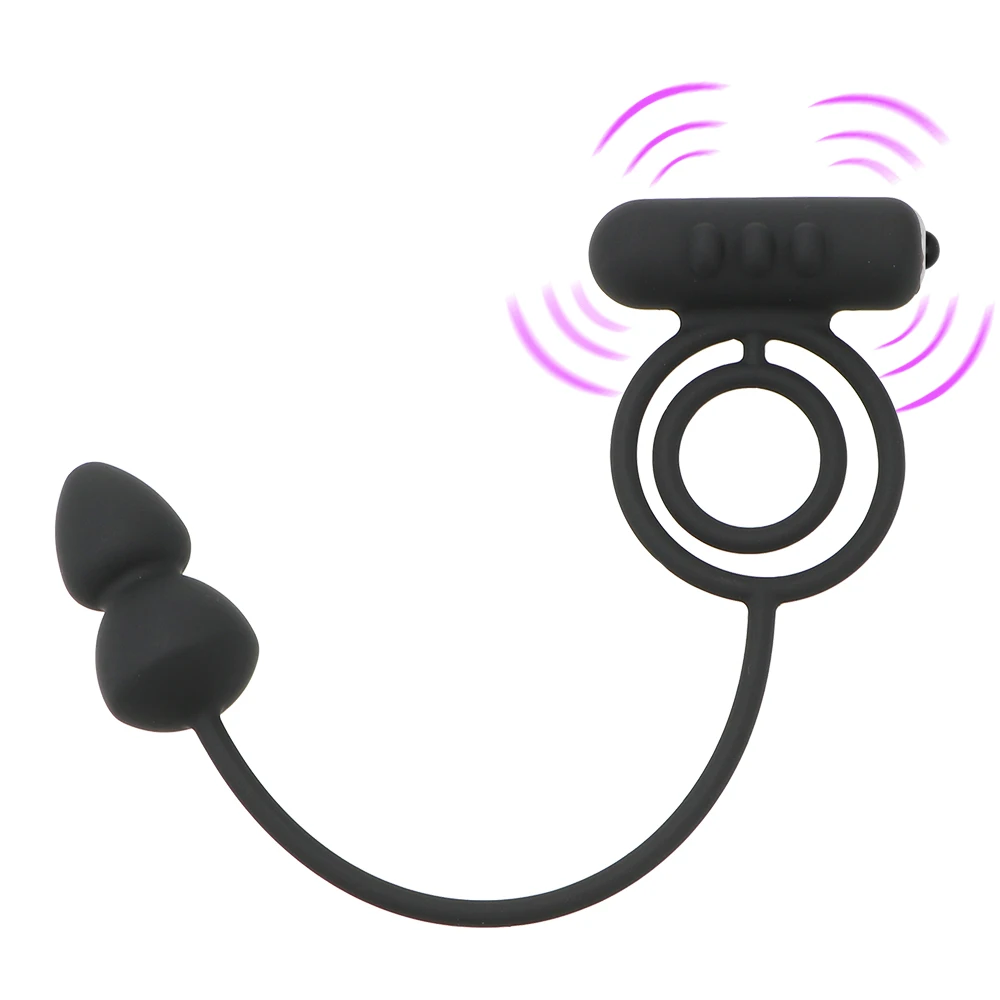 OLO вибрирующее кольцо на пенис Силиконовое двойное член Анальная пробка Climax