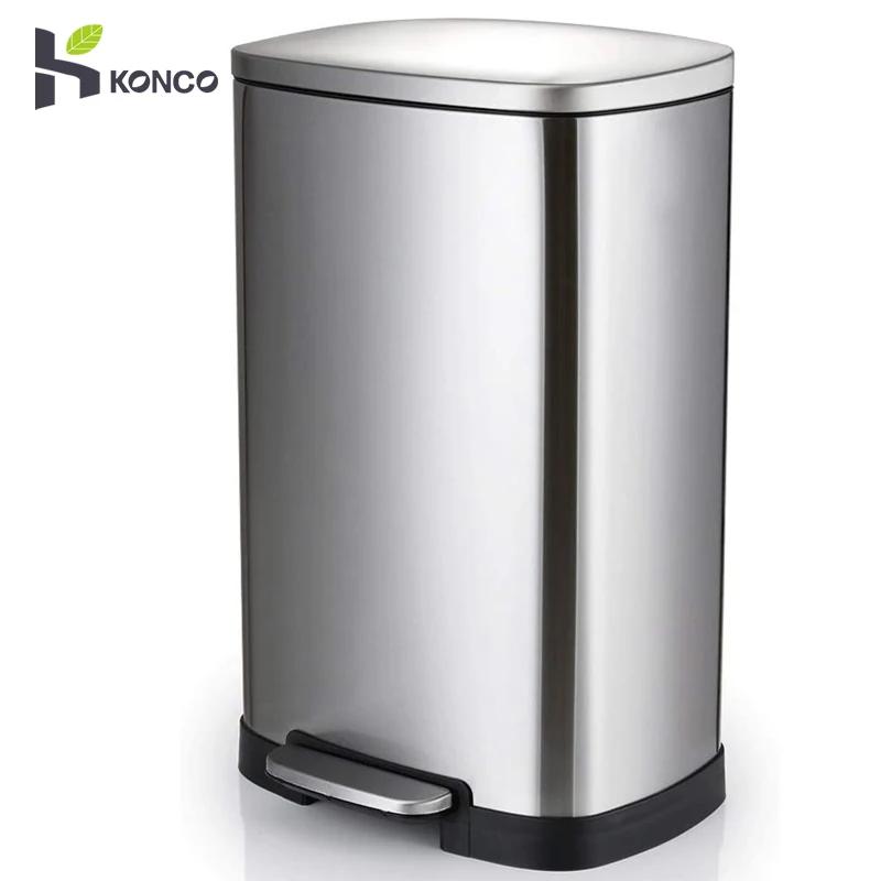 

Ступенчатый мусорный бак Konco 30 л/50 л из нержавеющей стали, прямоугольное ведро для мусора с педалью для кухни-бесшумное и мягкое открытие и з...