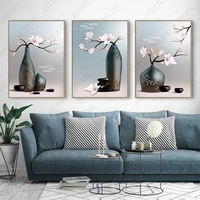 chinese style flower poster potted retro fresh plant canvas painting art print and wallpaper picture craft decoration home