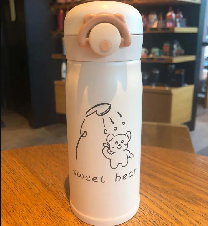 

New stainless steel thermos portable double-layer vacuum insulation water bottle sports fashion cute cartoon student thermos mug