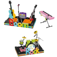 rock and roll musical instruments mini block drum kit guitar electronic organ model building bricks educational toys for gifts