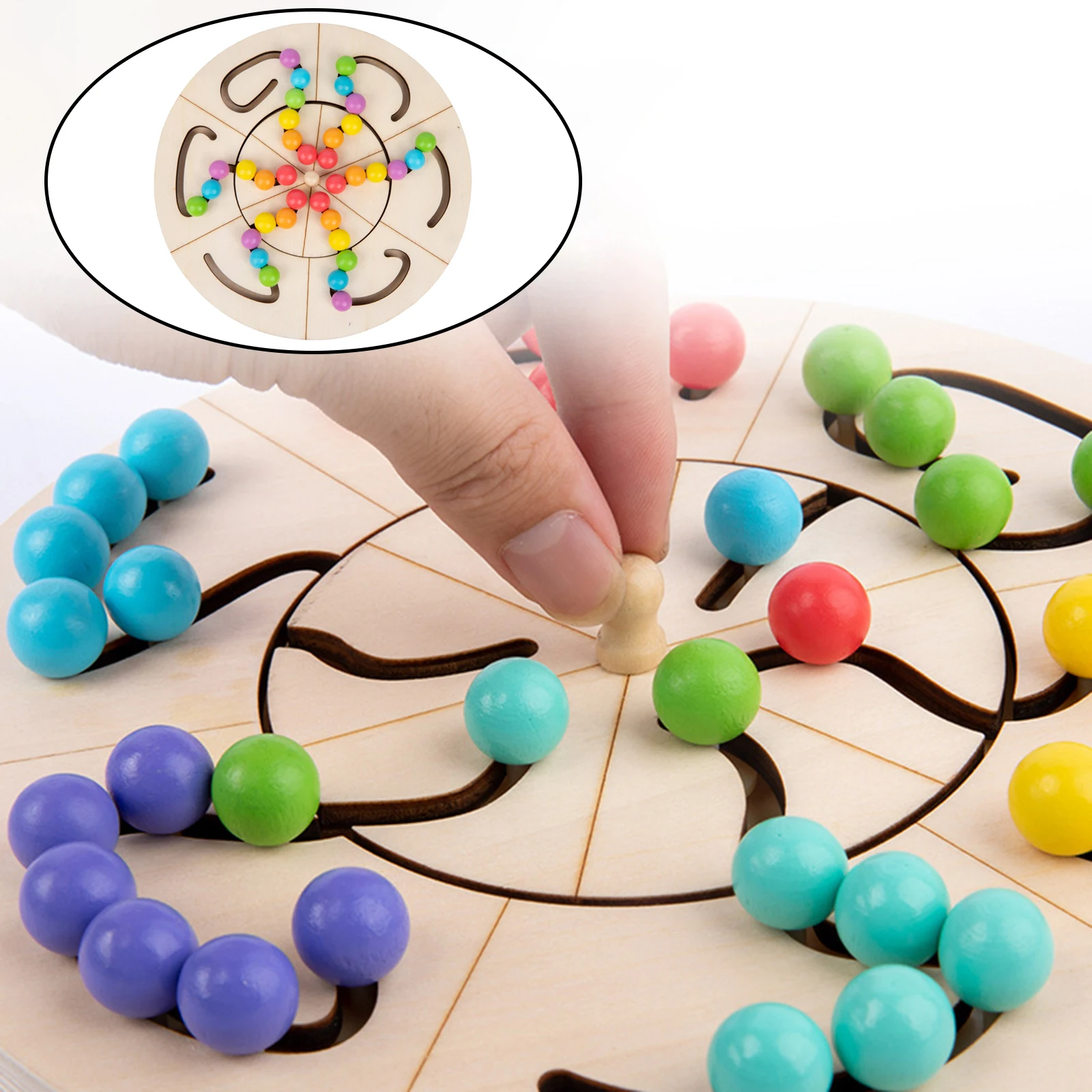 

Montessori Bead Maze Puzzle Toys Brain Teaser Multifunctional Shape Sorting