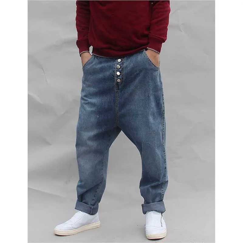 Мода свободные шаровары джинсы мужские повседневные уличная одежда в стиле