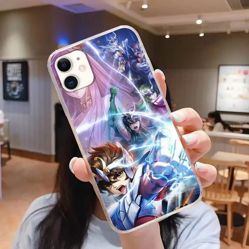 

Anime Saint Seiya Knights Phone Case For iphone 5s 6 7 8 11 12 plus xsmax xr pro mini se Transparent Cover Fundas Coque