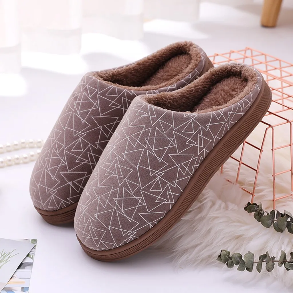 Парные тапочки с геометрическим рисунком Мягкие плюшевые теплые Нескользящие