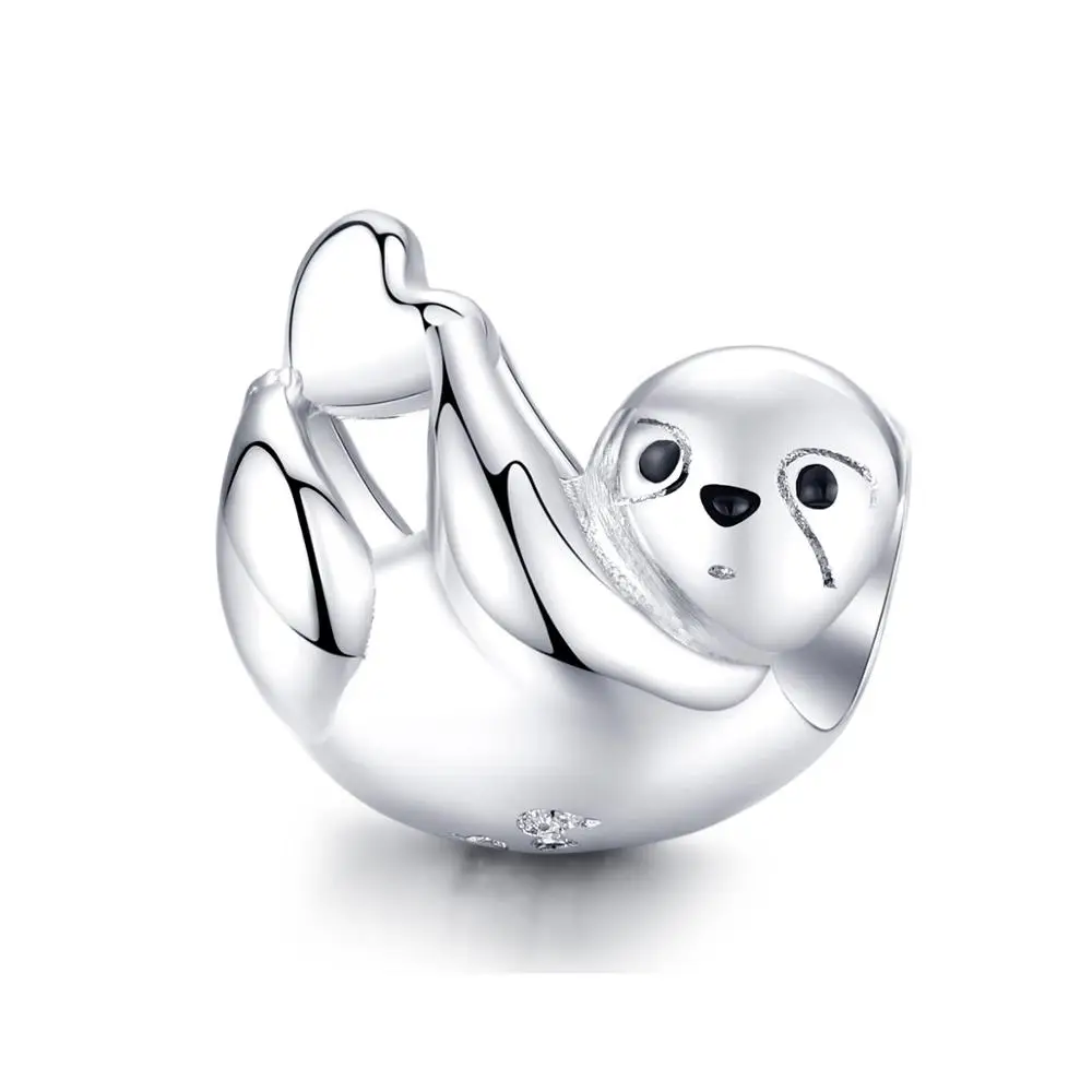 Fit Pandora браслет серебро 925 CZ Лебедь петух бусины S925 Красная эмаль деньги кот Ленивец украшения в виде слонов для изготовления ювелирных изделий - Цвет: abs109-1