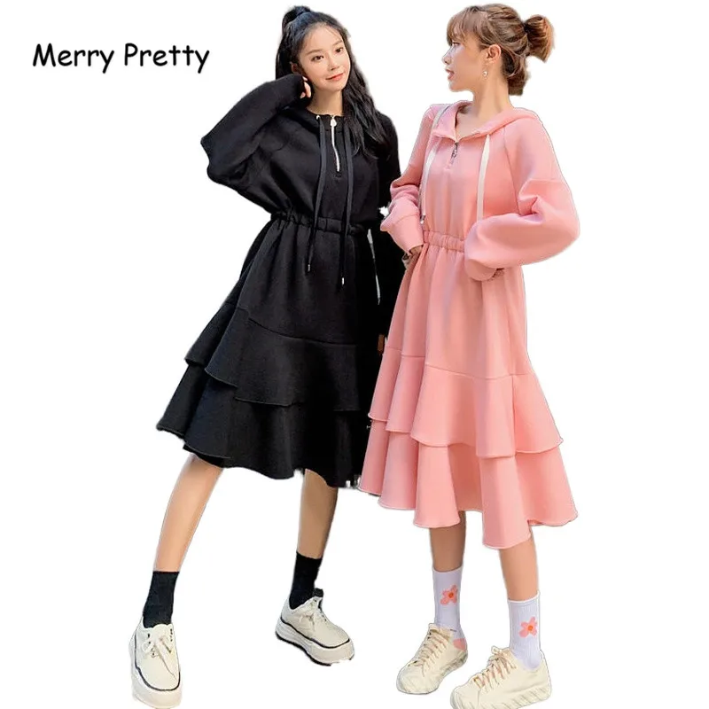 Merry Pretty 2020 новые корейские платья на молнии милое модное женское платье в складку