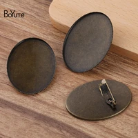 boyute 10 pieceslot oval 3040mm cabochon base blank tray settings oval antique bronze plated vintage brooch blanks