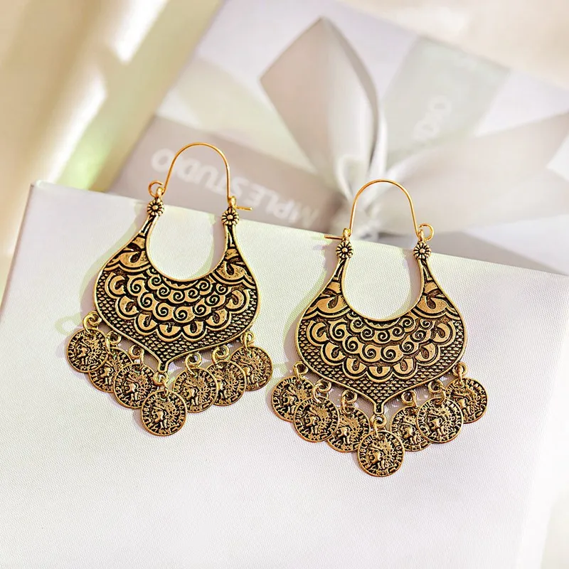 Новые Этнические женские золотые индийские серьги Jhumka винтажные резные Висячие
