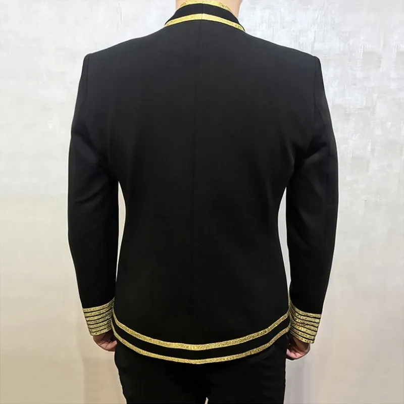 Европейский панк одежда для ночного шоу золотой обод Мужской Блейзер осень новая