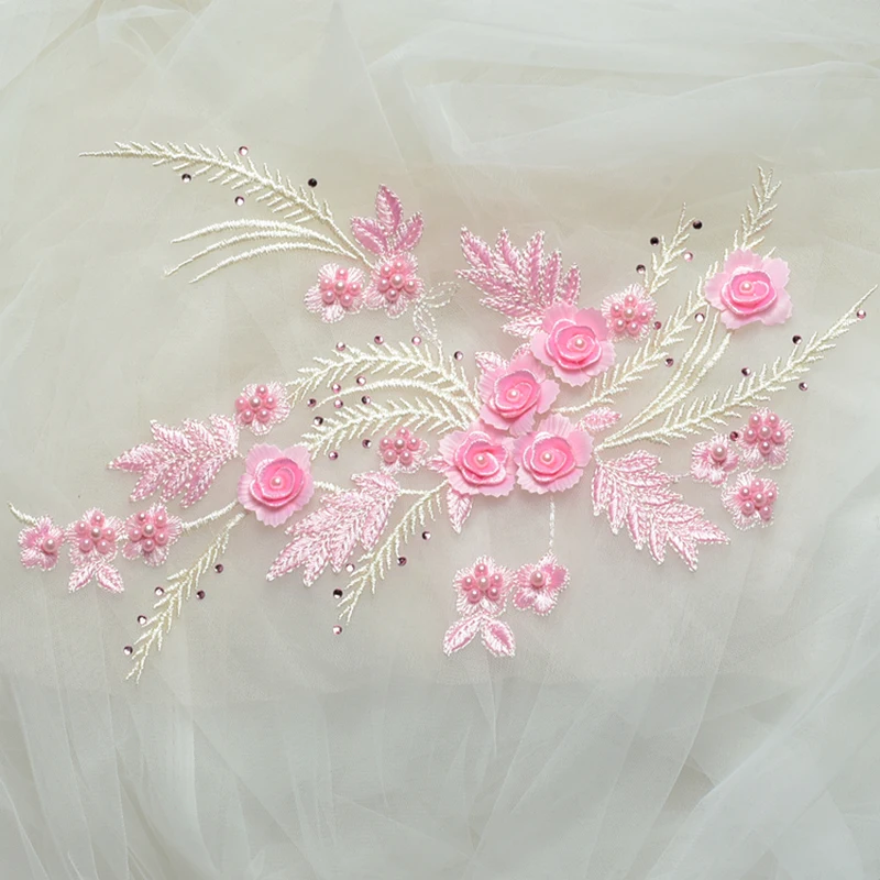 1 шт. 34*25 см вышитая стерео кружевная Цветочная отделка для ногтей аппликация