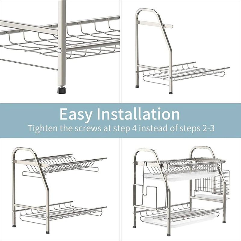 

Dish Drying Racks, Stainless Steel Dish Rack Dish Drainer Kitchen Organizer for Countertop Accessories 2021 new